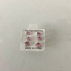 Pink rhinestone stud earrings